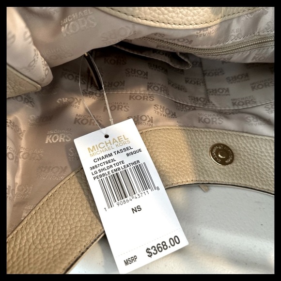 MICHAEL KORS Charm Tassel Shoulder Tote Bisque - Picture 5 of 6